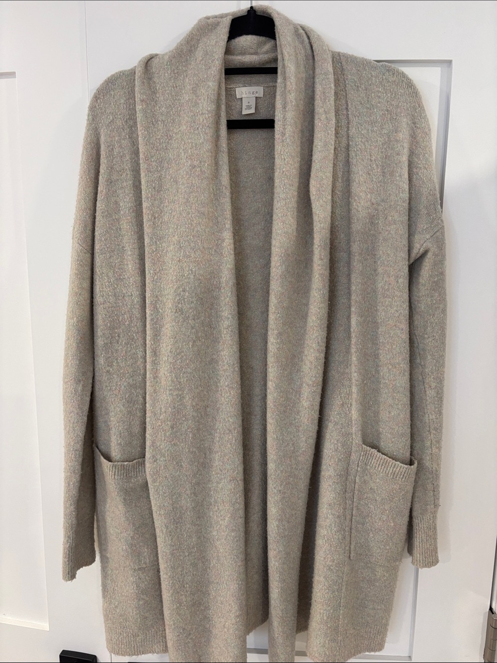 Eileen Fisher Neutral Cream Open-Front Shawl Cardigan